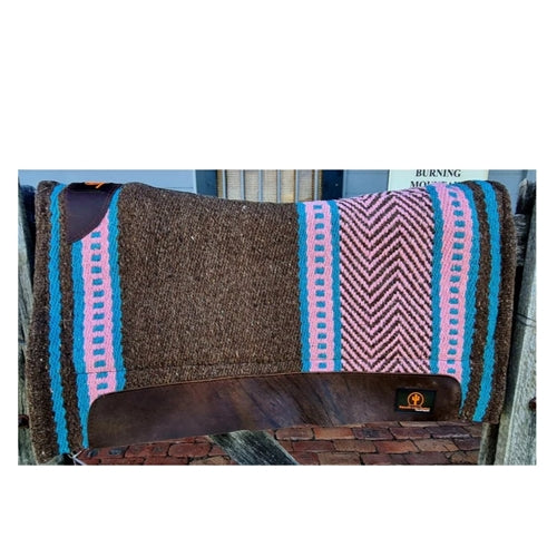 Smooth Like Cactus "BURTON" Contoured Western Show Saddle Pad - Brown/Pink
