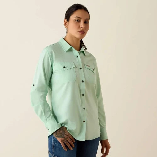 Ariat Women's Rebar Made Tough Venttek Durastretch Long Sleeve Work Shirt Lichen