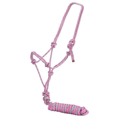 Fort Worth Rope Halter w/Lead - Pink/Grey