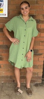 Cotton Summer Claire Dress - Matcha Green