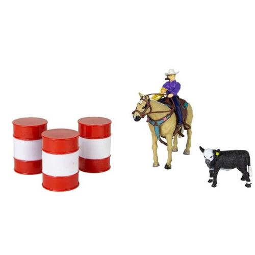 All Round Cowgirl with Barrels and Calf