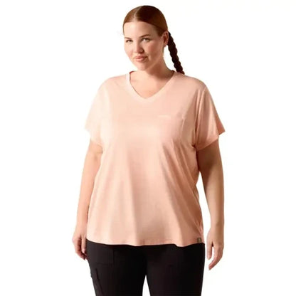 Ariat Women's Rebar Evolution Mother V- Neck Short Sleeve Tee - Papaya Punch