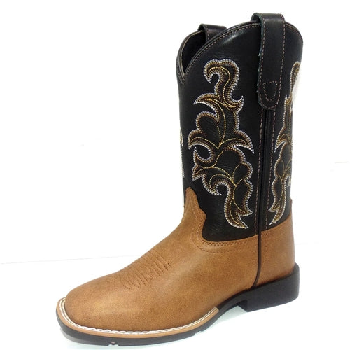 Roper Big Kids Gabriel Boots - Tan/ Navy Leather