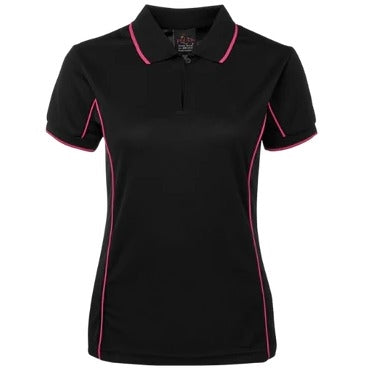 Podium Ladies Piping Polo - Black/Pink