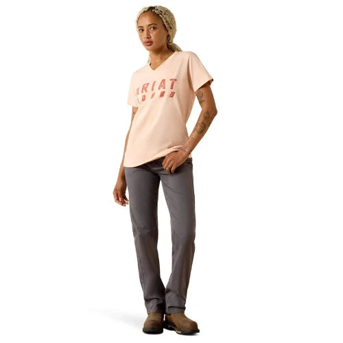 Ariat Women's Rebar Cotton Strong Logo Short Sleeve Tee Tropical Peach