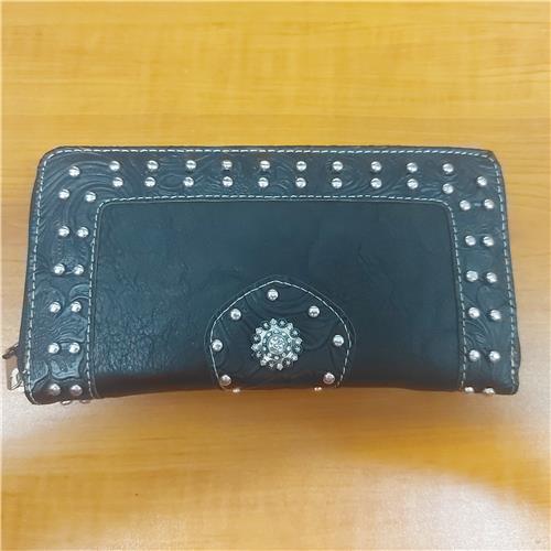 Western Black Faux Leather Purse