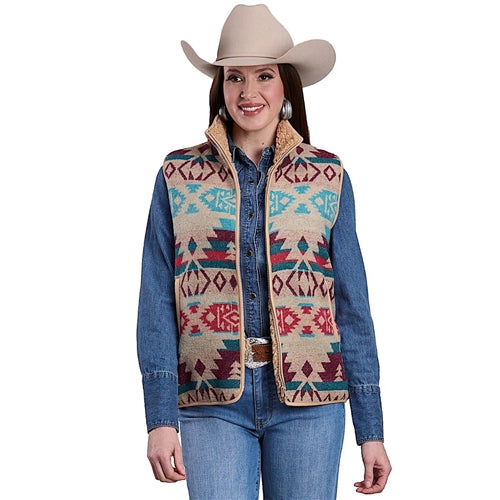 Roper Women's Aztec Woven Vest - White