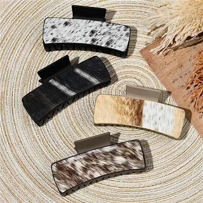 Stylish Western Cowboy Style Horsehair Craft Leather Hair Clips