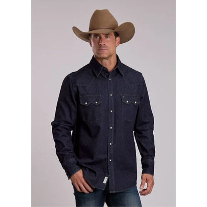 Stetson Men's Collection Long Sleeve Shirt/ Jacket - Solid Blue