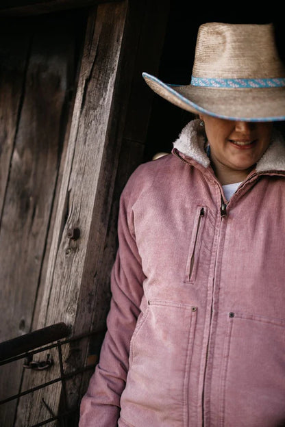 Just Country Adults Diamantina Sherpa Corduroy Jacket - Dusty Pink
