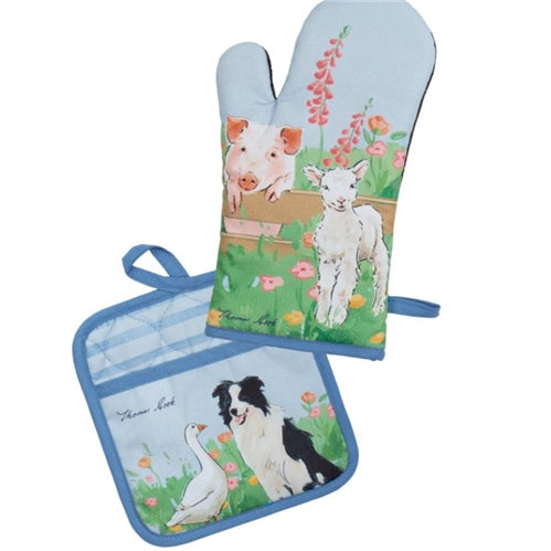 Thomas Cook oven mitt pot holder set - Light Blue