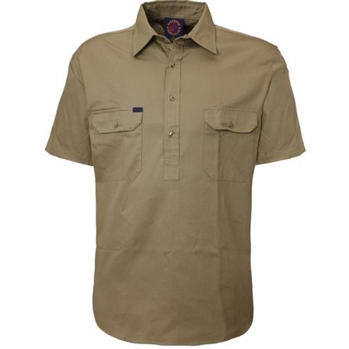 PILBARA Closed Front S/S Shirt Khaki