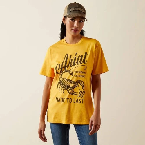Ariat Ladie's Scorpion Script Short Sleeve Tee - Mustard