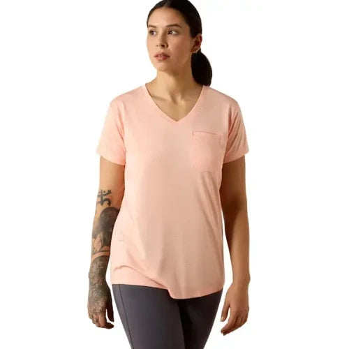Ariat Women's Rebar Evolution Mother V- Neck Short Sleeve Tee - Papaya Punch