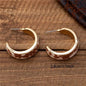 Vintage Western Cowboy Style Leopard & Cow Print C-Shaped Hoop Earrings - Brown