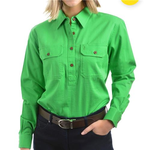 Thomas Cook Womens heavy Drill 2pkt L/S Shirt Lime