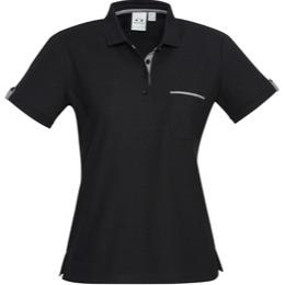 Ladies Edge Polo Black Check