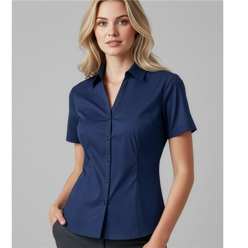 Fashion Biz Womens Metro Short Sleeve Shirt - Royal