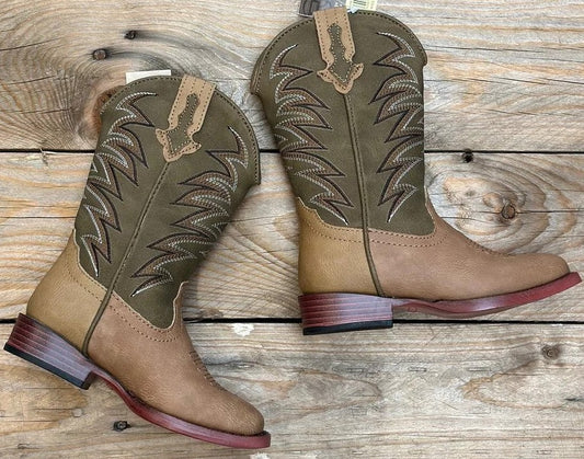 Roper Clint Tan/Olive Kids Boots