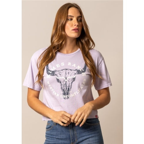 Kimes Ranch Ladies Bison Skull Tee - Lavender