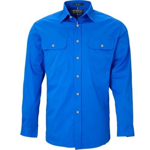PILBARA Mens F/B L/S Cobalt Blue
