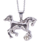 Horse and Stone Pendant - Rodium Necklace