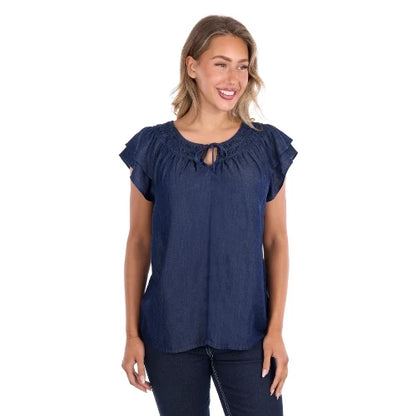 Pure Western Women's Connie SL Blouse - Dark Denim