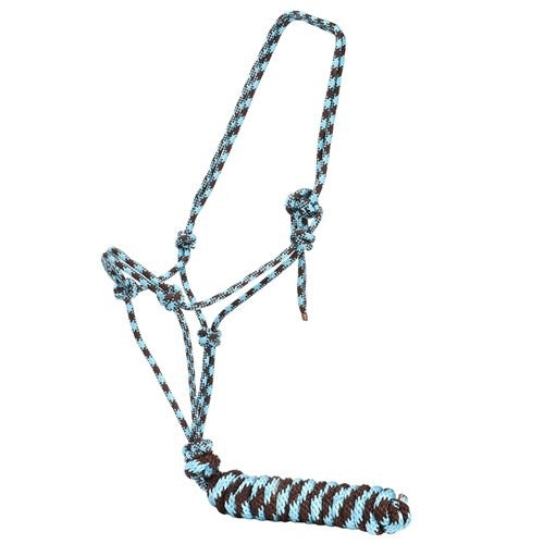 Fort Worth Rope Halter w/Lead - Turquoise/Charcoal