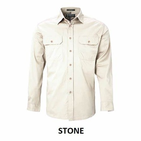 PILBARA L/S Mens F/B Stone