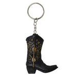 Pure Western Boot Black Flower Keychain
