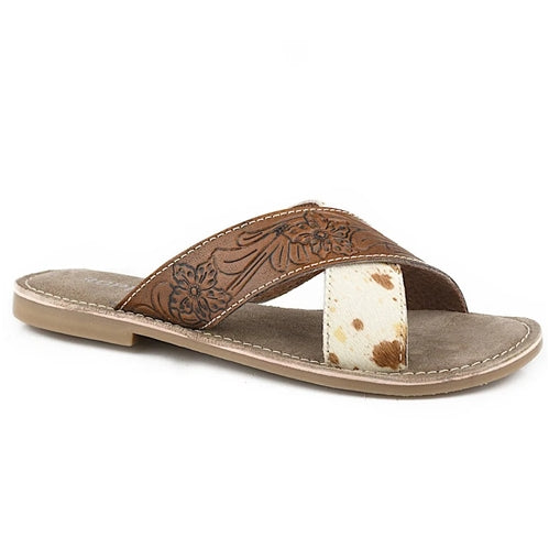 Roper Women's Delaney Brown Tooled Leather / Hair on Hide