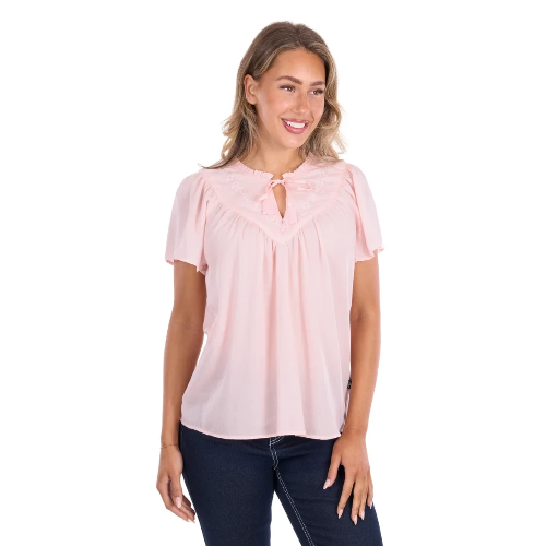 Pure Western Women's Leslie Short Sleeve Blouse - Blush