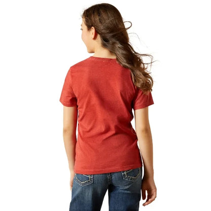 Ariat Girl's SW Logo Landscape Short Sleeve Tee Tobasco