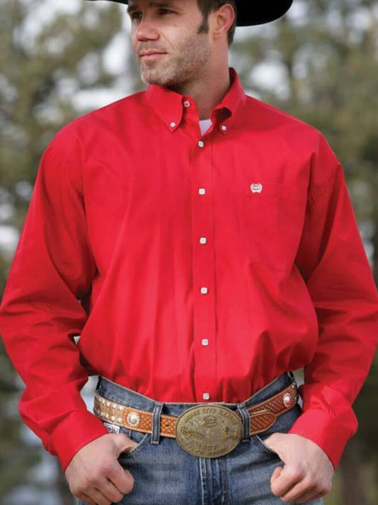 CINCH Classic Fit Red L/S Shirt