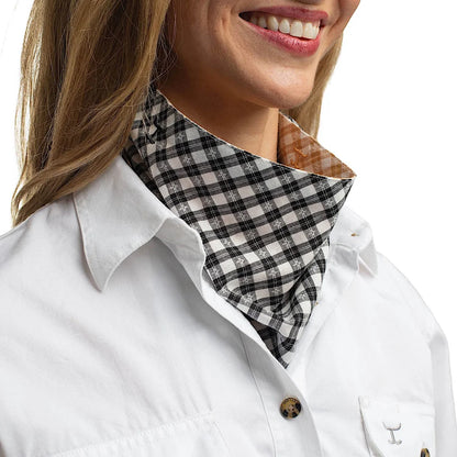 Just Country Carlee Double Sided Scarf Mustard & White Check/ Black & White Check