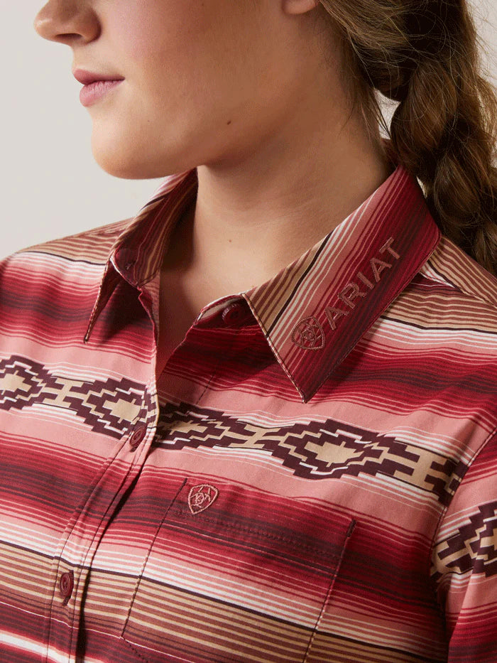 Ariat Womens Wrinkle Resist Team Kirby Stretch Shirt Blushing Serape