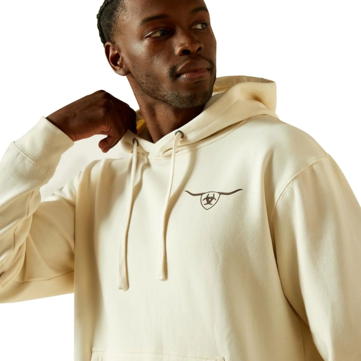 Ariat Men's Shield Steer head Hoodie - Oatmeal