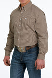 Cinch Men's Geometric Button-Down Western Shirt - Brown/Khaki/White