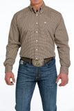 Cinch Men's Geometric Button-Down Western Shirt - Brown/Khaki/White