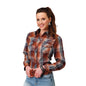 Roper Wms Karman Classic 55/45 Collection LS Shirt Plaid Brown