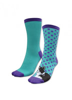 Adults Homestead Socks Twin Packs Purple/Turquoise