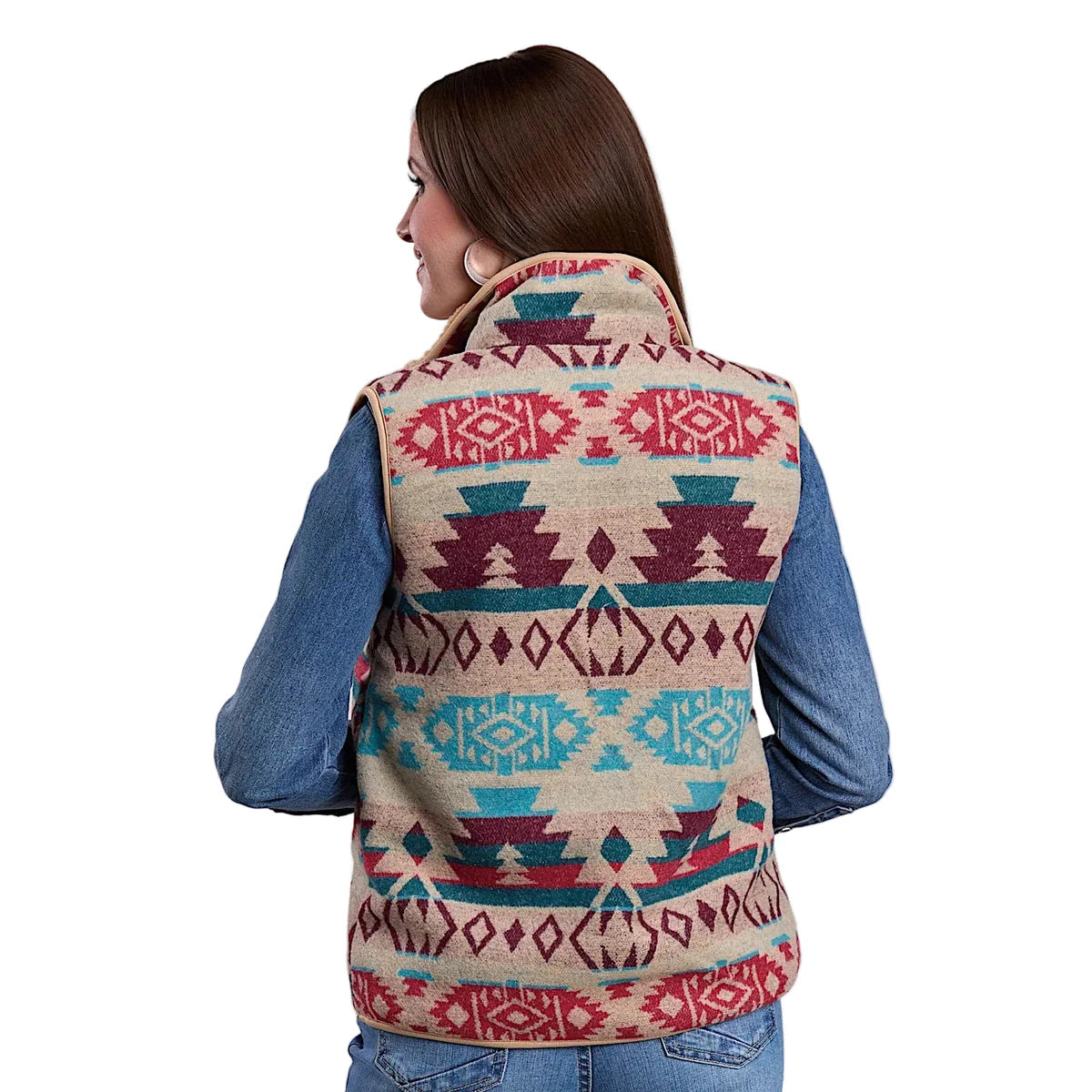 Roper Women's Aztec Woven Vest - White