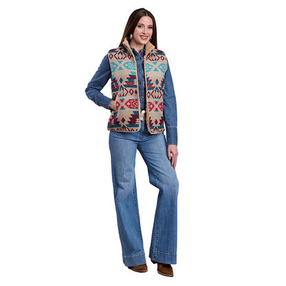 Roper Women's Aztec Woven Vest - White