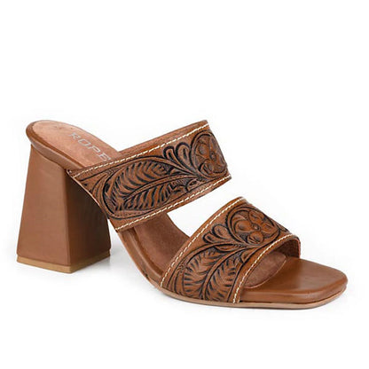 Roper Women's Stella Tan Tooled Leather Heel