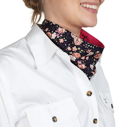 Just Country Carlee Double Sided Scarf Navy Peonies / Hot Pink