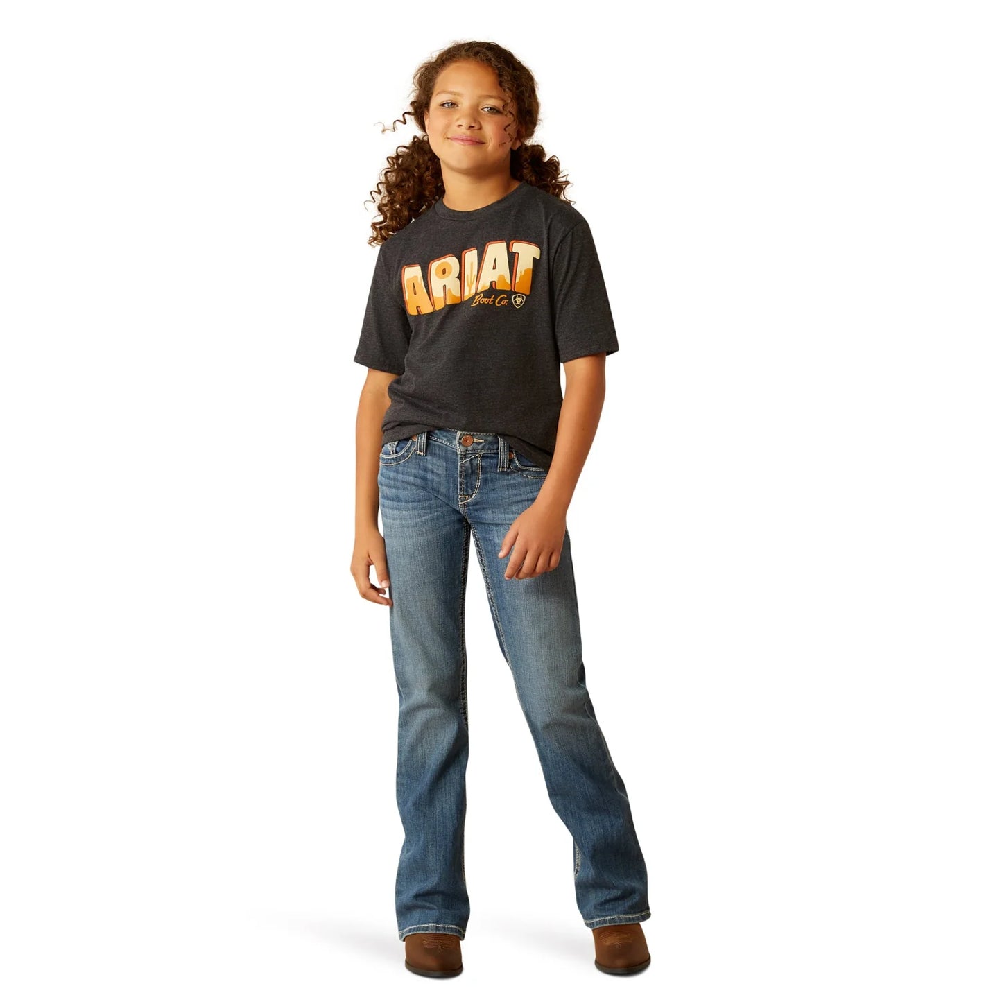 Ariat Girl's Postcard T-Shirt - Charcoal Heather