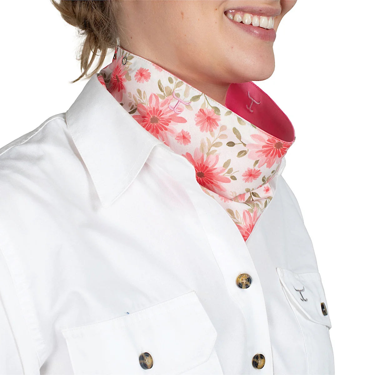 Just Country Carlee Double Sided Scarf White Gerberas / Rose