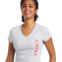 Ariat Ladies Vertical Logo Tee Heather Grey