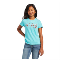 Ariat Girls Real Shadow Logo Tee Amazonite