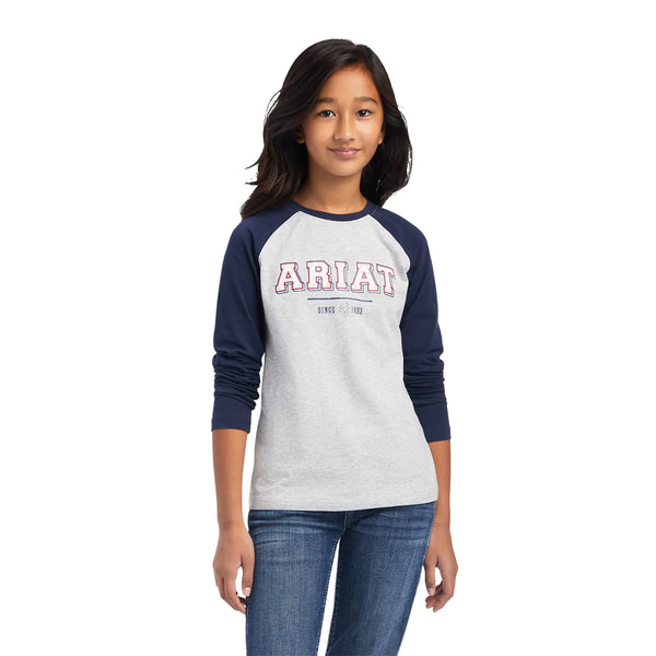 Ariat Youth Varsity T-Shirt - Navy Heather Grey